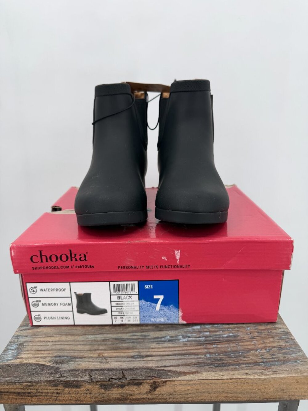 Chooka Women’s Size 7 Black Waterproof DelRidge Chelsea Rain Boots NWT